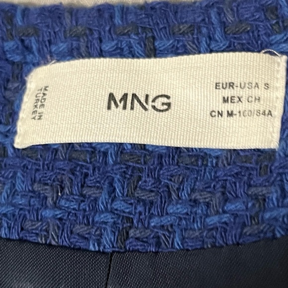 Mango MNG Tweed Double Breasted Crop Jacket in Blue - Picture 5 of 10